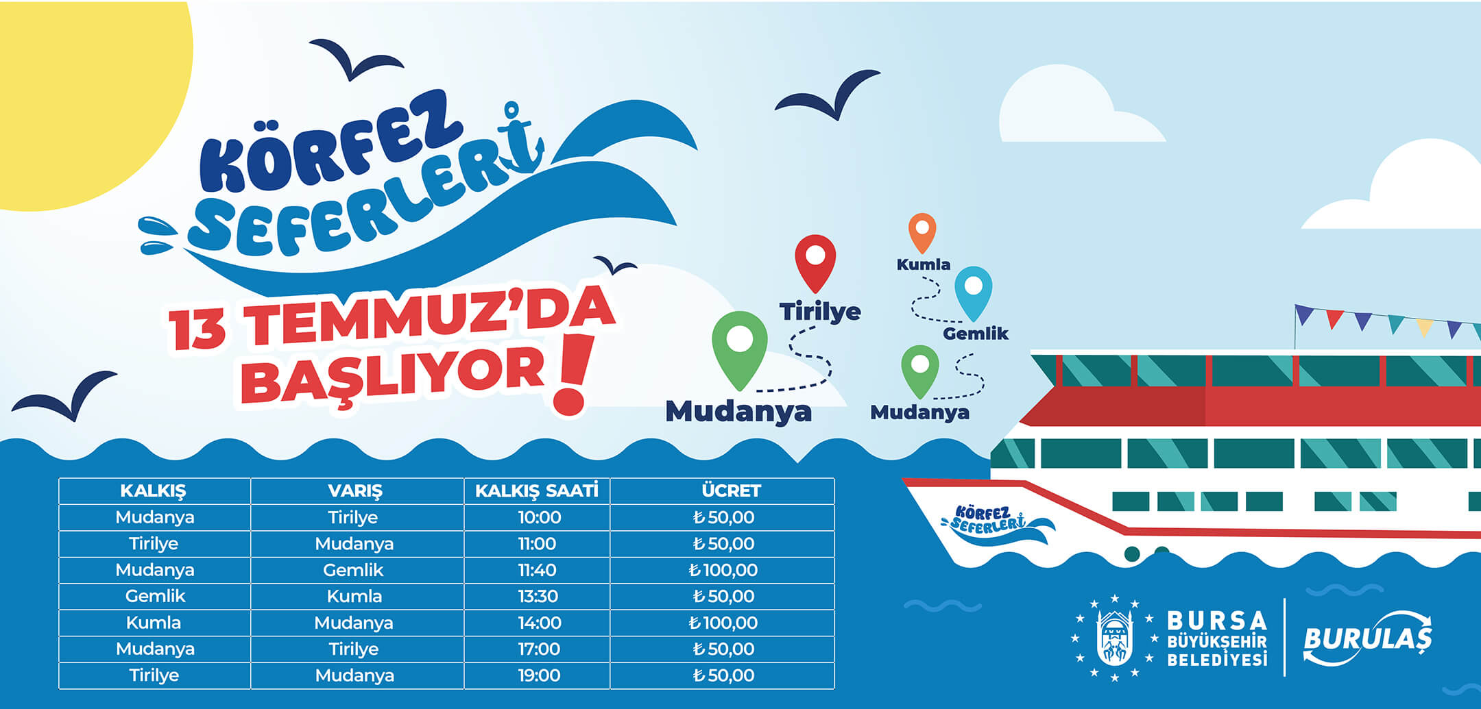 Körfez Seferleri 13 Temmuz'da Başlıyor Bursa Büyükşehir Belediye Başkanı Sayın Mustafa BOZBEY’in seçim vaatlerinden biri olan Körfez Seferleri, artık gerçeğe dönüşüyor!   458 kişi kapasiteli, açık ve kapalı alanı bulunan modern gezi teknesiyle başlayacak olan seferlerimiz, Bursa, Mudanya ve Gemlik halkının uzun zamandır beklediği bir...